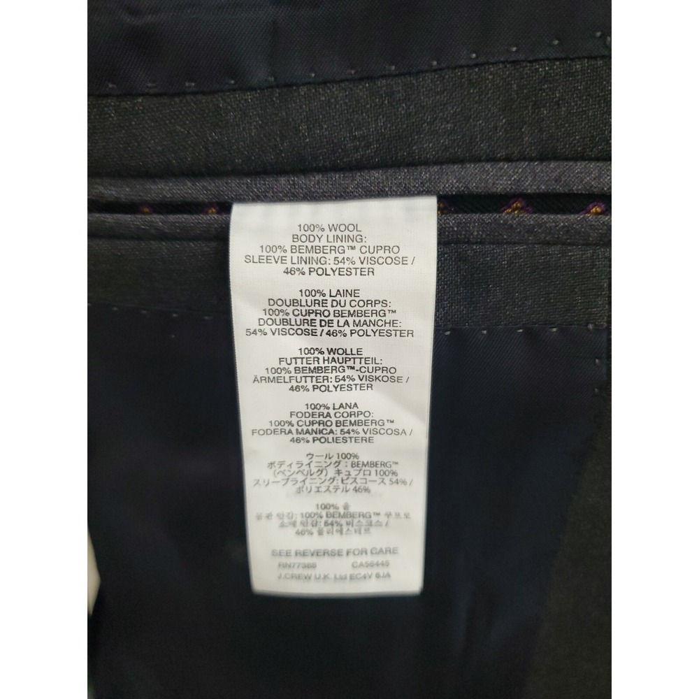 J.Crew Ludlow Loro Piana Blazer Gray 42 L Charcoal Wool Super 120s Suit Jacket - Picture 10 of 16